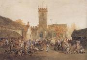 William Henry Pyne The Pig Market,Bedford with a View of St Mary's Church (mk47) Sweden oil painting reproduction